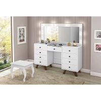 Penteadeira Camarim Com Espelho E Banqueta Mila Branco - 1