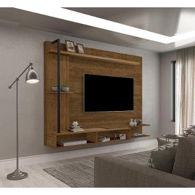Painel Para Tv 65 Com Nichos E Aplique De Metal ônix Malbec - Luapa
