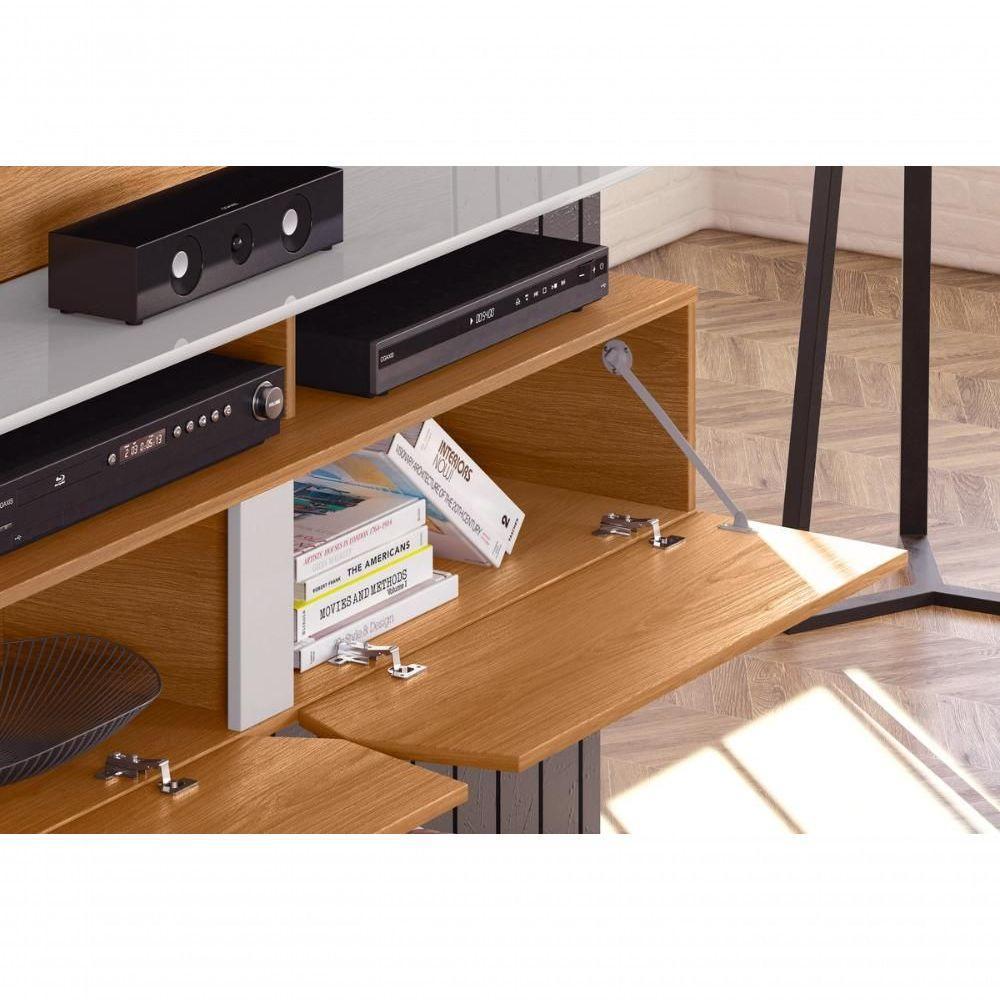 Painel Intense P- Tvs Até 55'' Gaveteiros E Prateleiras Suporte Para Itens - Jequitiba-off White - 2