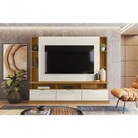 Painel Home Bilbao 2024 P- Tvs Até 70 3 Portas E Prateleiras P- Itens - Jequitiba-off White - 1