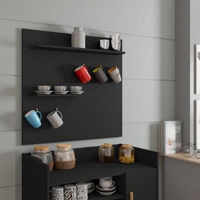 Painel Cantinho Do Café C- Prateleiras E Suporte Para Xícaras E Canecas Preto