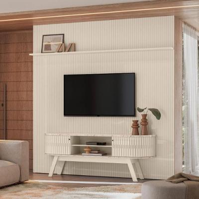 Kit New Amalfi Painel E Aparador Rack Calacata-off-white