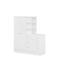 Guarda-roupa Aurora 2 Portas Com Cômoda 3 Gaveteiro Branco-branco