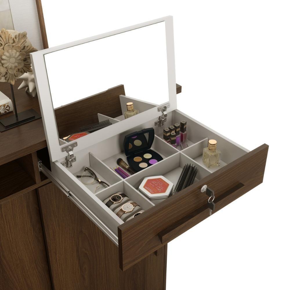 Cômoda Max 2020 2 Portas C- Gaveteiro Suporte P- Cabide Calçados E Maquiagem - Imbuia - 2