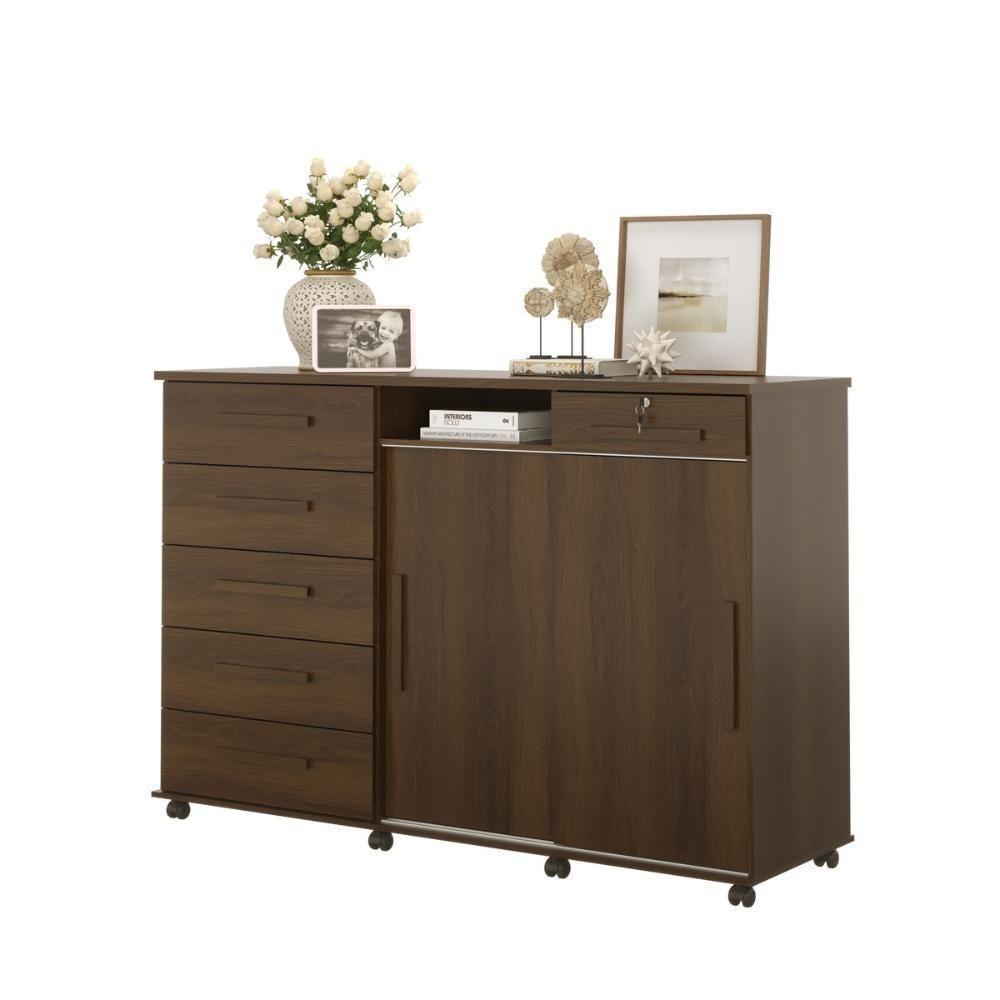 Cômoda Max 2020 2 Portas C- Gaveteiro Suporte P- Cabide Calçados E Maquiagem - Imbuia - 3