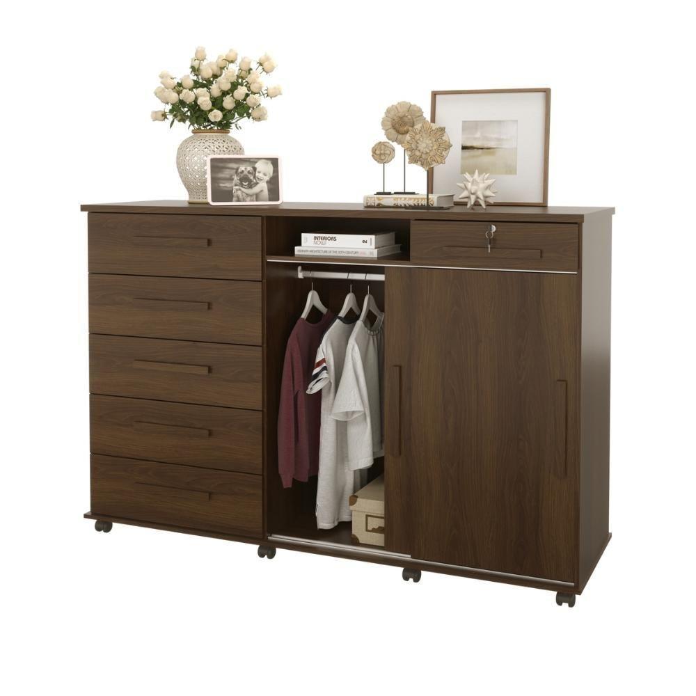 Cômoda Max 2020 2 Portas C- Gaveteiro Suporte P- Cabide Calçados E Maquiagem - Imbuia - 6