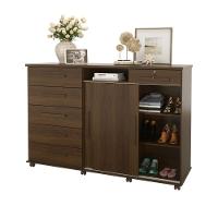 Cômoda Max 2020 2 Portas C- Gaveteiro Suporte P- Cabide Calçados E Maquiagem - Imbuia - 5