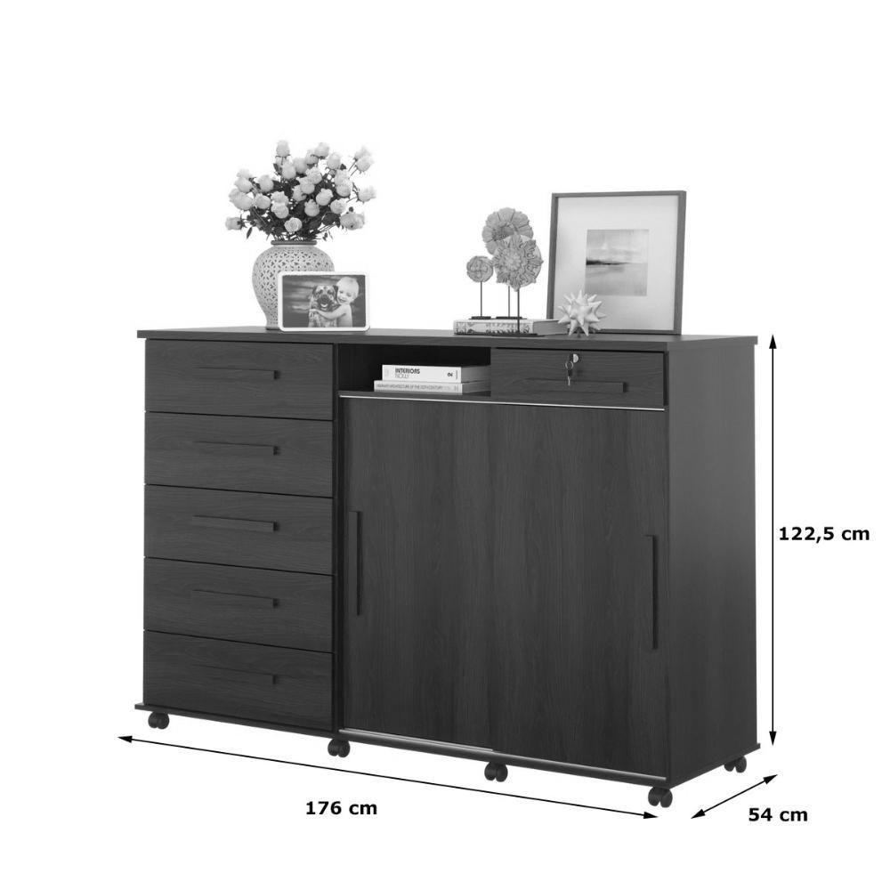 Cômoda Max 2020 2 Portas C- Gaveteiro Suporte P- Cabide Calçados E Maquiagem - Freijo - 3