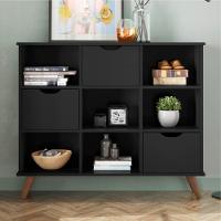 Conjunto Nicho Organizador Zuri 9 Espaços Retrô Preto + Kit 3 Gavetas Pretas - 1