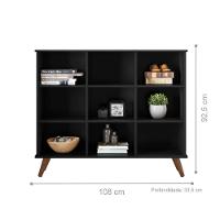 Conjunto Nicho Organizador Zuri 9 Espaços Retrô Preto + Kit 3 Gavetas Pretas - 2