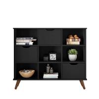 Conjunto Nicho Organizador Zuri 9 Espaços Retrô Preto + Kit 3 Gavetas Pretas - 3