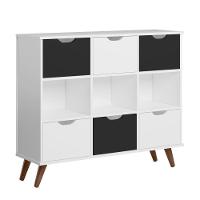 Conjunto Organizador Zuri 9 Espaços Retrô Branco + Kit 3 Gavetas Brancas + Kit 3 Gavetas Pretas