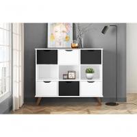 Conjunto Organizador Zuri 9 Espaços Retrô Branco + Kit 3 Gavetas Brancas + Kit 3 Gavetas Pretas - 5