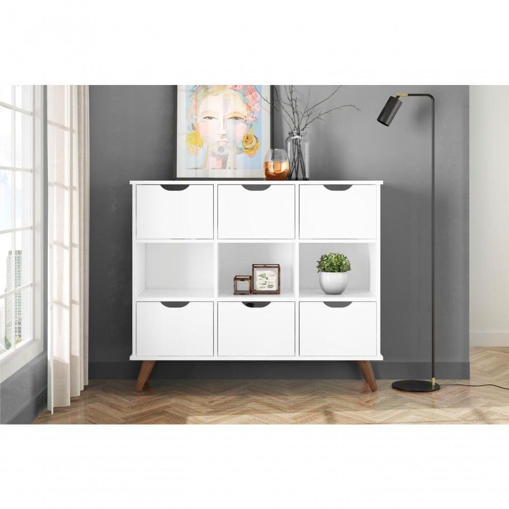 Conjunto Nicho Organizador Zuri 9 Espaços Retrô Branco + 2 Kits 3 Gavetas Brancas - 5