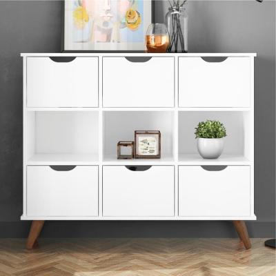 Conjunto Nicho Organizador Zuri 9 Espaços Retrô Branco + 2 Kits 3 Gavetas Brancas