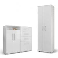 Conjunto De Cômoda E Multiuso Branco Para Quarto - 2