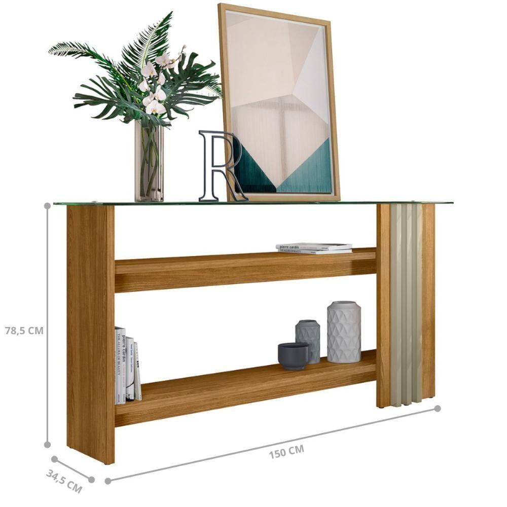 Conjunto Aparador Domo Com Prateleira E Mesa De Centro C/ Nicho Cumaru/opala - 5