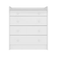 Conjunto Aurora Branco-branco: Cômoda Aurora 4 Gaveteiros + Guarda-roupa Aurora 2 Portas - 6