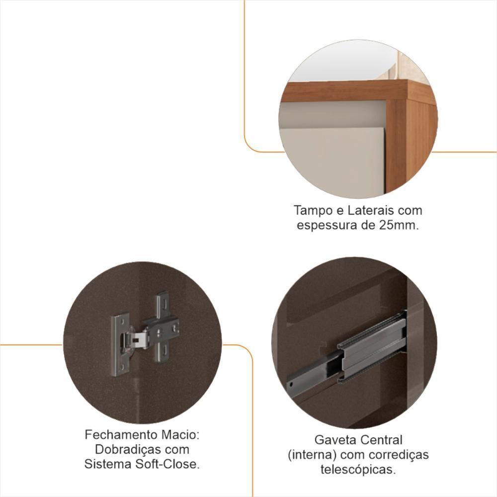 Buffet Sevilla 3 Portas C- Gaveteiro Cedro-off White - 4