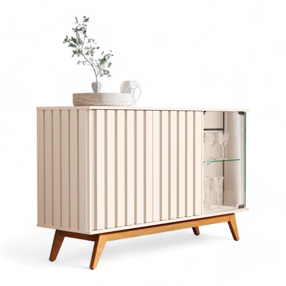 Buffet Ripado Com Prateleira Açaí 03 Portas Pérola Jb Móveis - 2