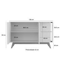 Buffet Ripado Com Prateleira Açaí 03 Portas Pérola Jb Móveis - 4