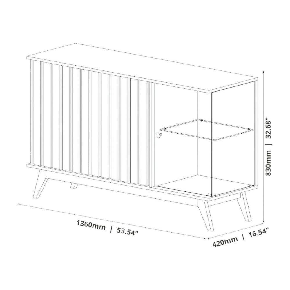 Buffet Ripado Com Prateleira Açaí 03 Portas Nature Jb Móveis - 3