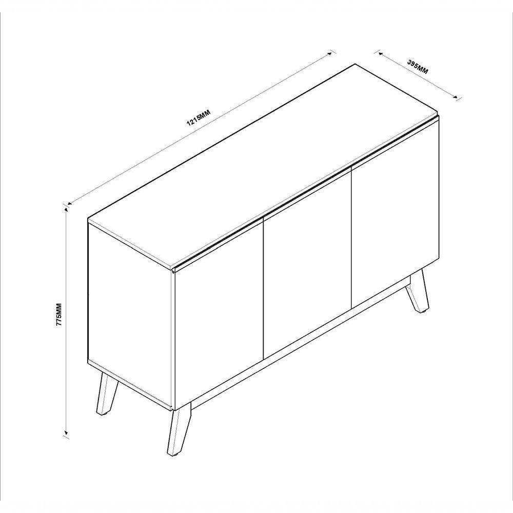 Buffet Ares Lux 3 Portas Off White Tebarrot - 5