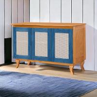 Buffet 03 Portas Deltan 103 Imbuia E Azul Atraente - 1