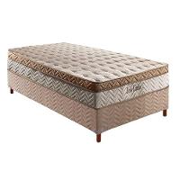 Cama Box Solteiro: Colchão Molas MasterPocket Ensacadas Paropas   Eco Linho + Base CRC Suede Bege(88x188) - 1
