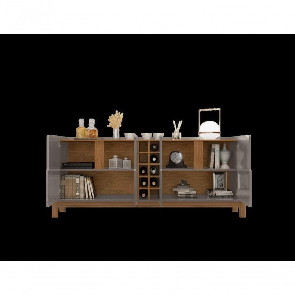 Buffet 4 Portas C- Prateleiras Luna 1,90 Cinza Perola-cedro - 3