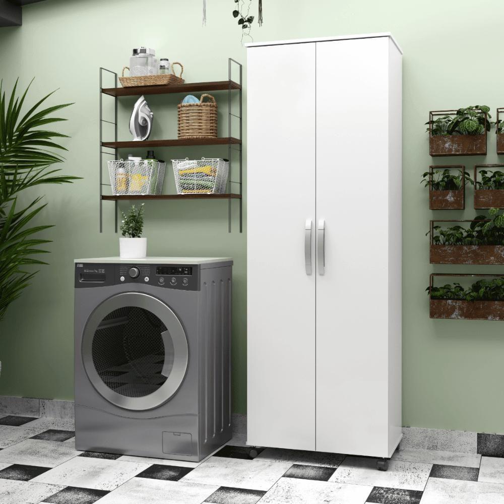 Armário Multiuso Tamar Lavanderia 4 Prateleiras Branco - 2