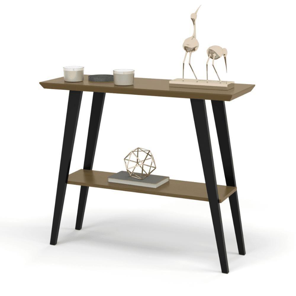 Aparador Caio 90x30 Tampo Mdf 30mm Pé Em Madeira Freijó/pés Preto - 2