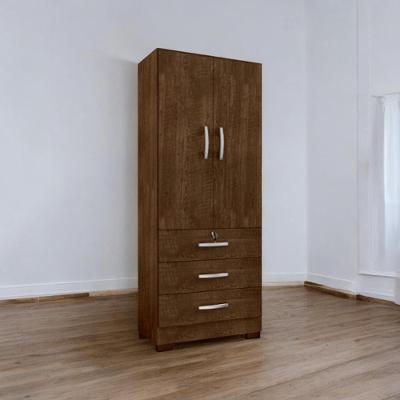 Guarda Roupa Solteiro Roupeiro Louvre 2 Portas 2 Gavetas Marrom MDF