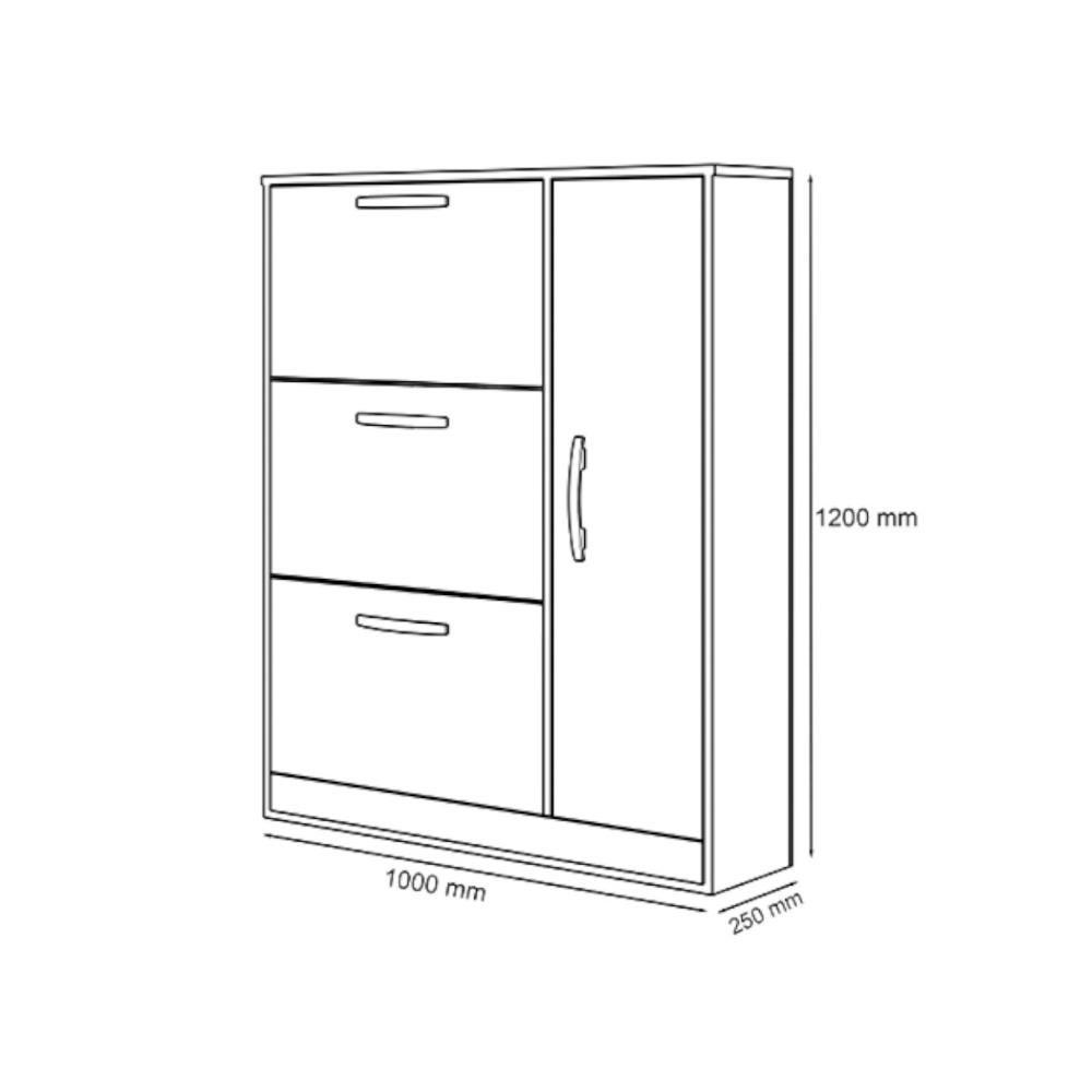 Sapateira Com 03 Gavetas E 01 Porta Randi Malbec - 3