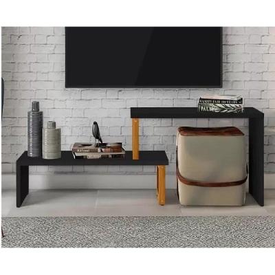 Rack Extensível Para Tv Netuno Preto-amêndoa - Tebarrot
