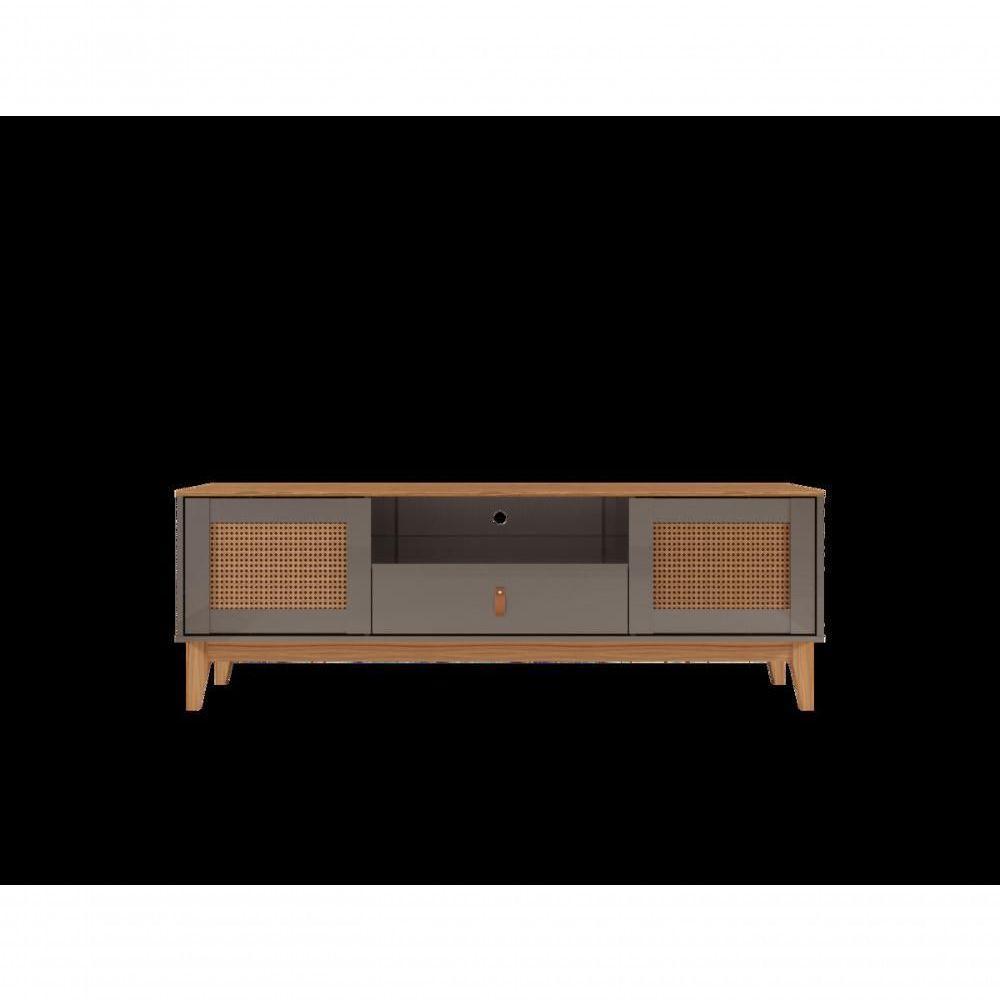 Rack Jade 1,60m C- 2 Portas Gaveteiro E Nicho Central Cinza Perola-noce - 4