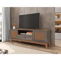 Rack Jade 1,60m C- 2 Portas Gaveteiro E Nicho Central Cinza Perola-noce - 1