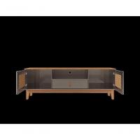 Rack Jade 1,60m C- 2 Portas Gaveteiro E Nicho Central Cinza Perola-noce - 2