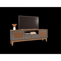 Rack Jade 1,60m C- 2 Portas Gaveteiro E Nicho Central Cinza Perola-noce - 3