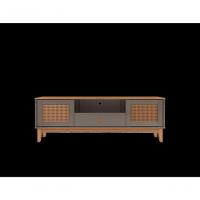 Rack Jade 1,60m C- 2 Portas Gaveteiro E Nicho Central Cinza Perola-noce