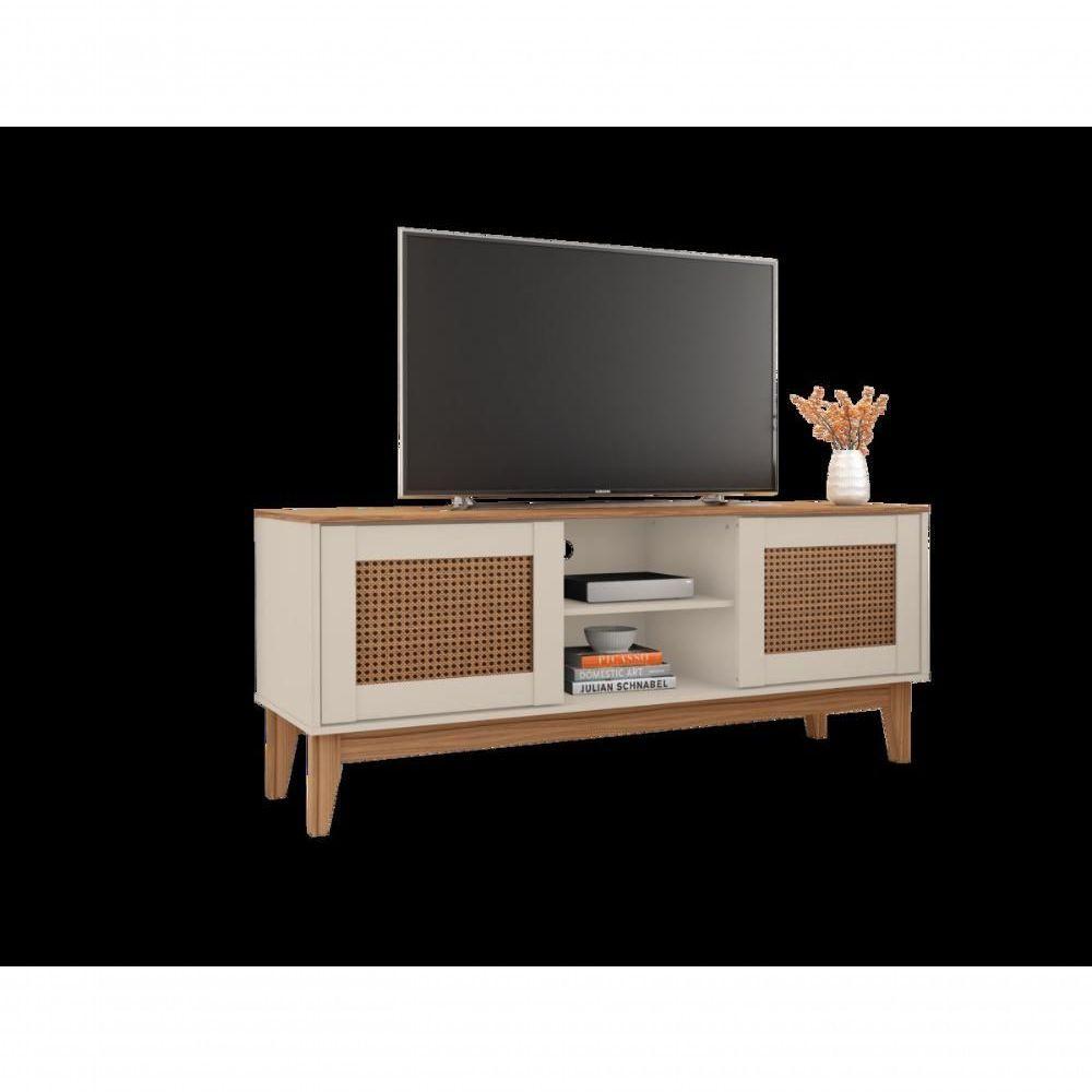 Rack Safira 1,35m 2 Portas E Nicho Central C- Prateleira Off White-noce - 6