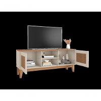 Rack Safira 1,35m 2 Portas E Nicho Central C- Prateleira Off White-noce - 2