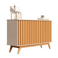 Balcao Buffet 3 Portas Ripado 1,36 Juçara Off White Nature - 3