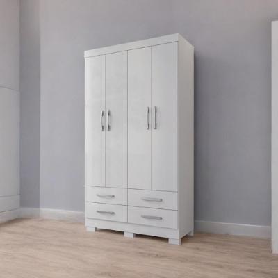 Guarda Roupa Solteiro Viena 4 Portas 4 Gavetas Branco MDP