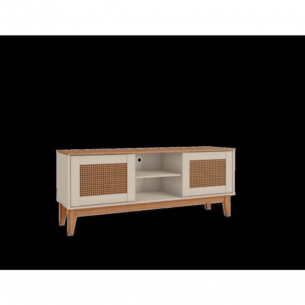 Rack Topázio 1,35m 2 Portas E Nicho Central C- Prateleira Off White-noce - 5