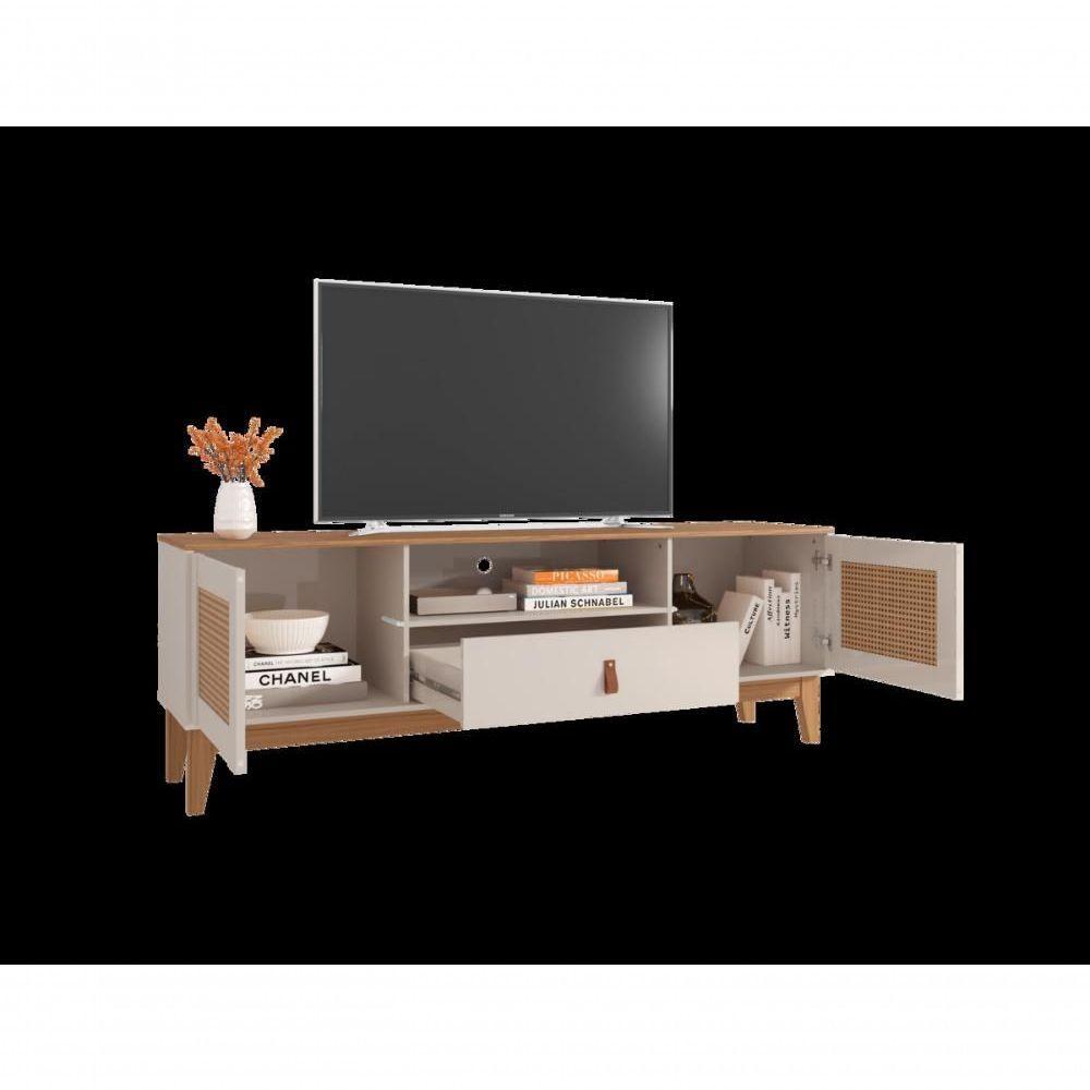 Rack Esmeralda 1,60m C- 2 Portas Gaveteiro E Nicho Central Off White-noce - 5