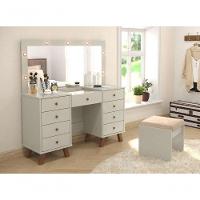 Penteadeira Com Espelho E Leds Eloá Off White Com Banqueta Patrimar - 1