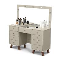 Penteadeira Com Espelho E Leds Eloá Off White Com Banqueta Patrimar - 2