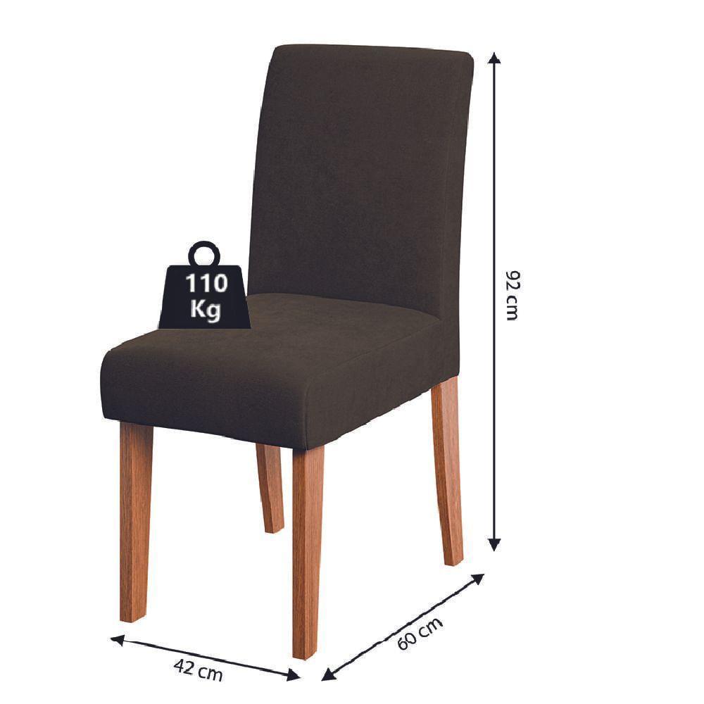 Conjunto de Mesa de Jantar Miami 1,60m com 6 Cadeiras Trieste Dobuê – Madeirado/Chocolate - 2