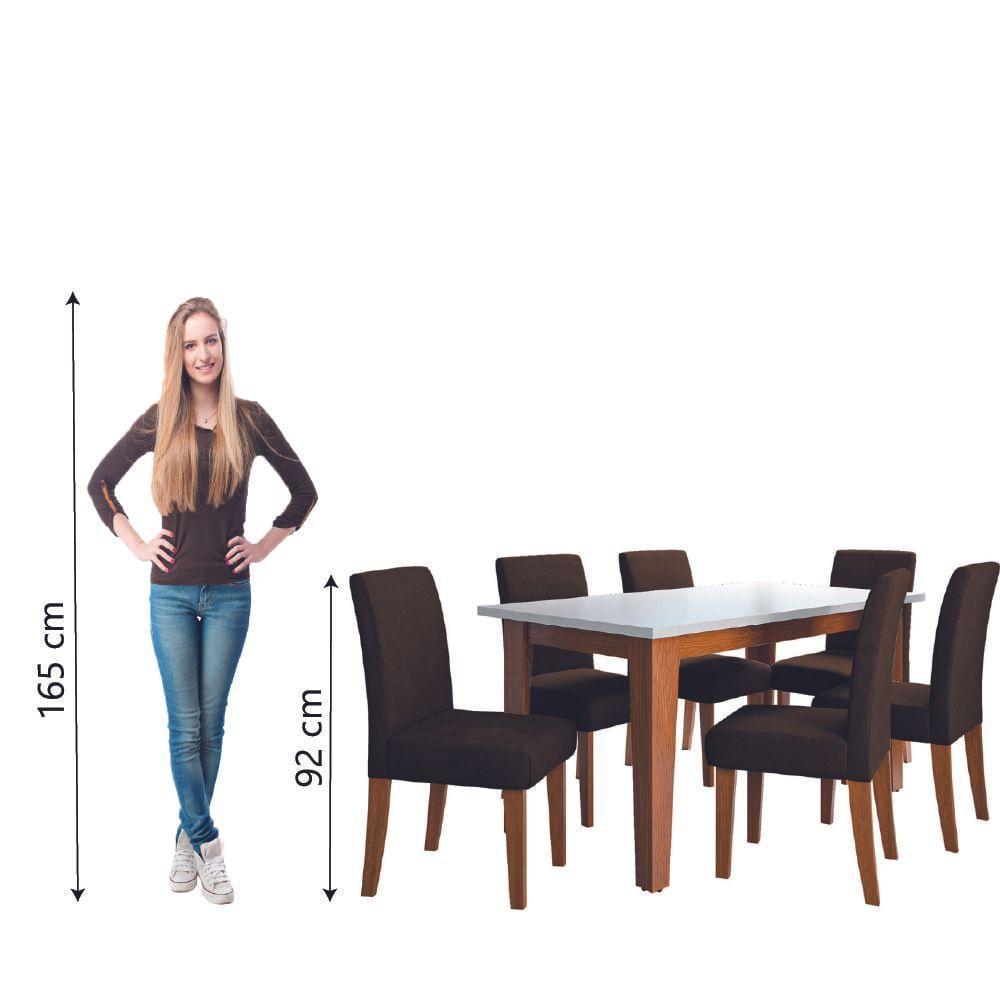 Conjunto de Mesa de Jantar Miami 1,60m com 6 Cadeiras Trieste Dobuê – Madeirado/Chocolate - 4